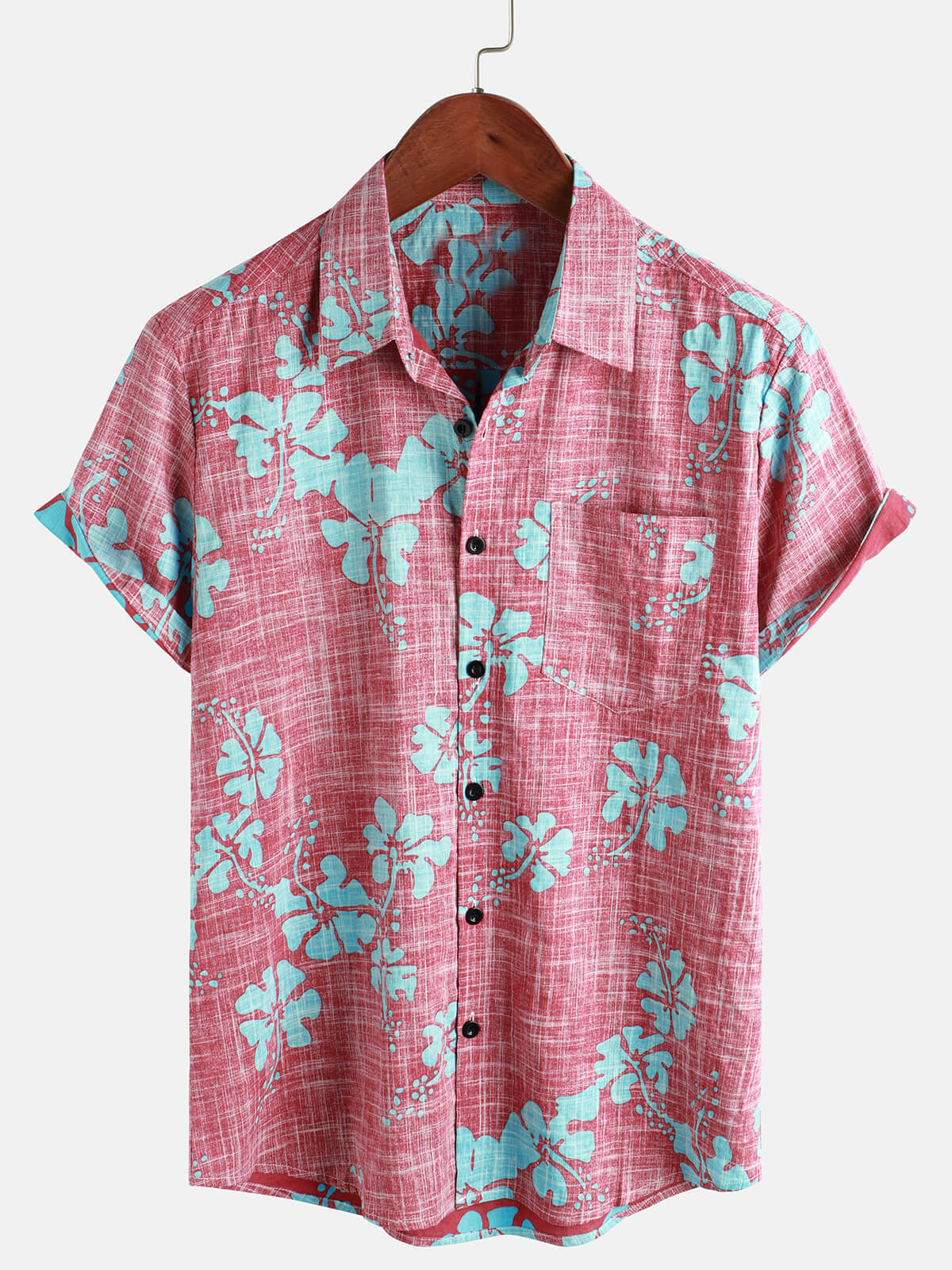 B&M™ | Camicia da uomo rossa a maniche corte con motivo floreale in stile Hawaii