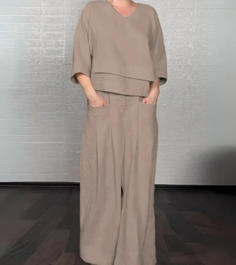 B&M™ | Completo elegante da donna con top asimmetrico e pantaloni larghi