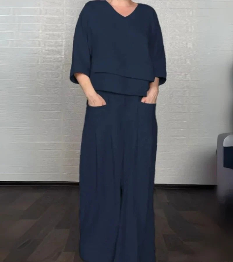 B&M™ | Completo elegante da donna con top asimmetrico e pantaloni larghi