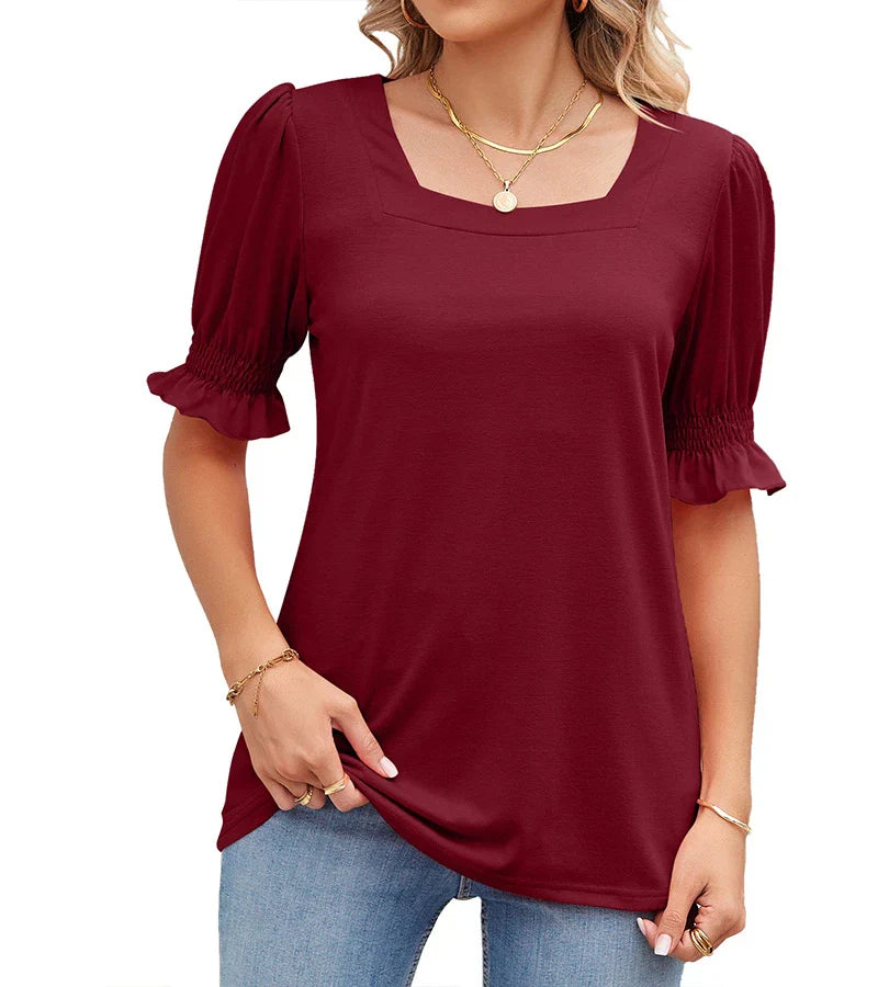 B&M™ | Top casual con scollo quadrato e maniche arricciate