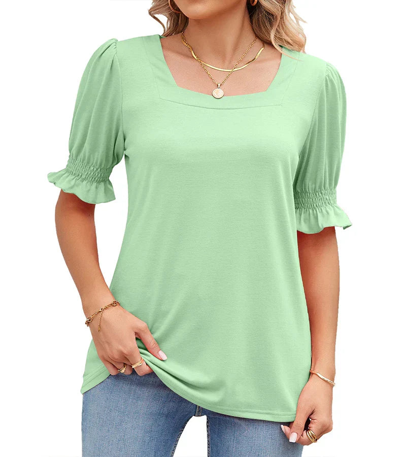 B&M™ | Top casual con scollo quadrato e maniche arricciate